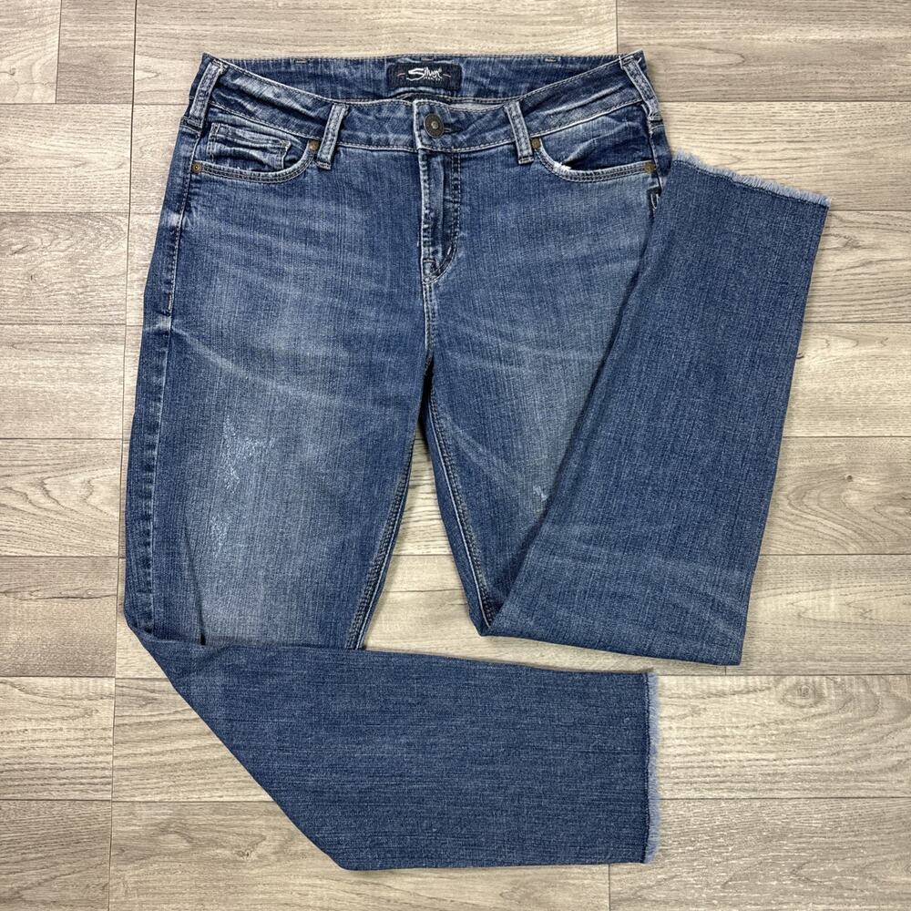 Silver Jeans Calley Ankle Skinny Jeans Distressed Medium Wash sz 31